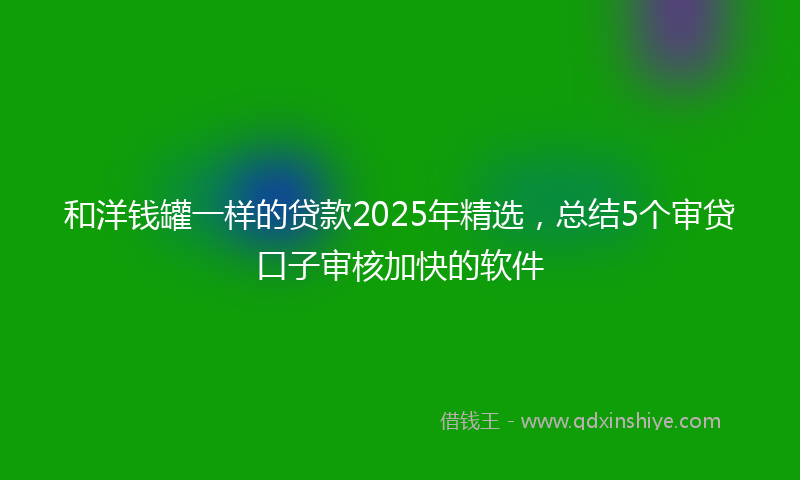 和洋钱罐一样的贷款2025年精选，总结5个审贷口子审核加快的软件
