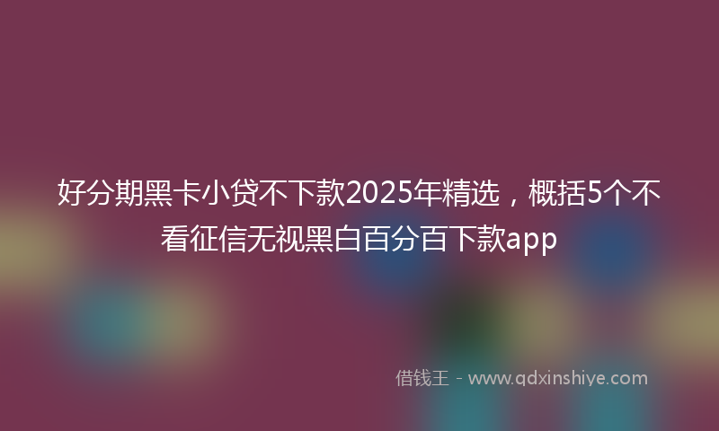 好分期黑卡小贷不下款2025年精选，概括5个不看征信无视黑白百分百下款app