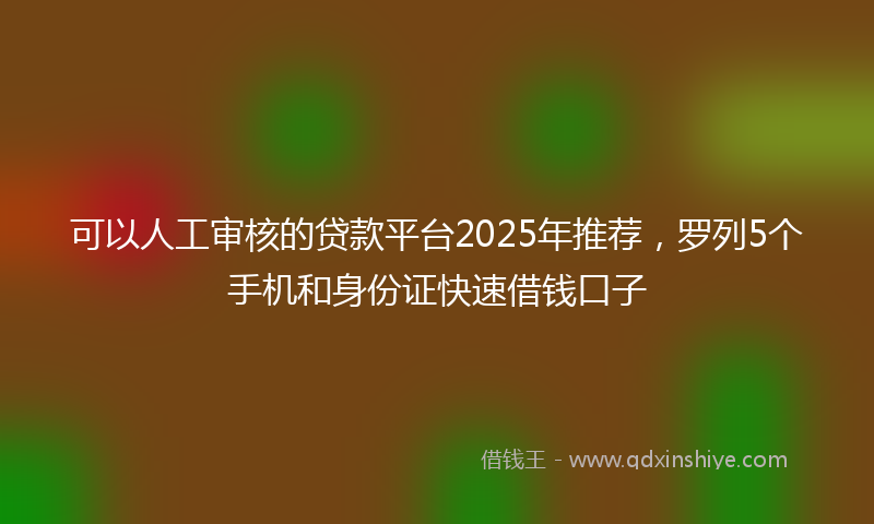 可以人工审核的贷款平台2025年推荐，罗列5个手机和身份证快速借钱口子