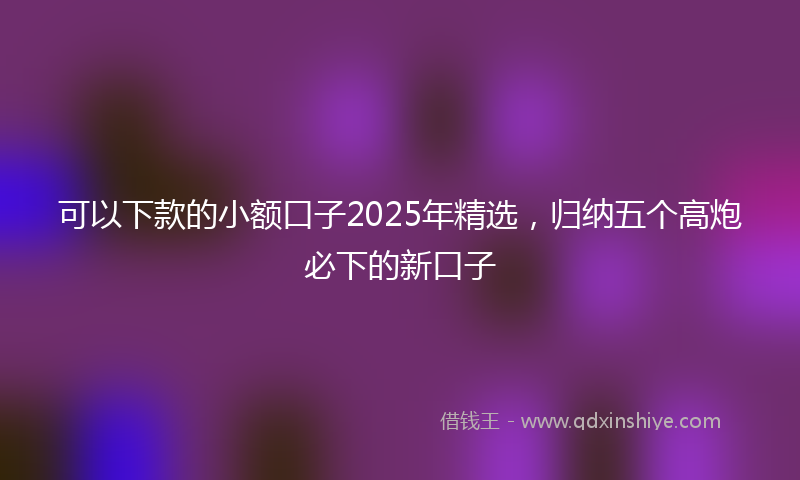 可以下款的小额口子2025年精选，归纳五个高炮必下的新口子
