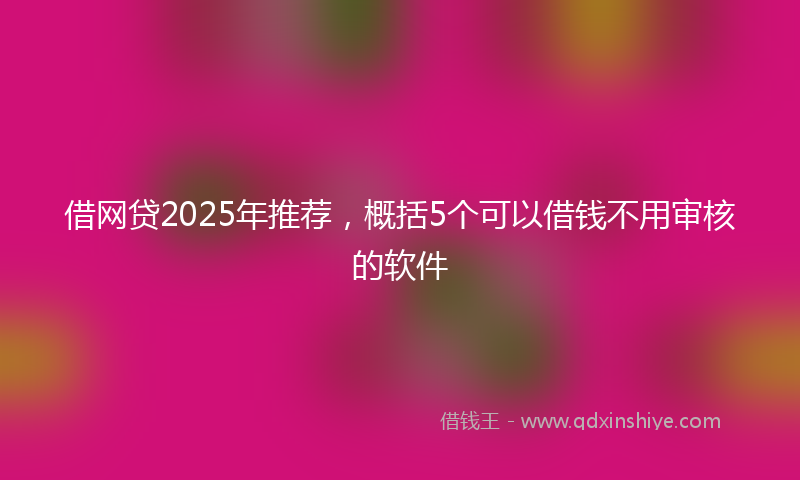 借网贷2025年推荐，概括5个可以借钱不用审核的软件