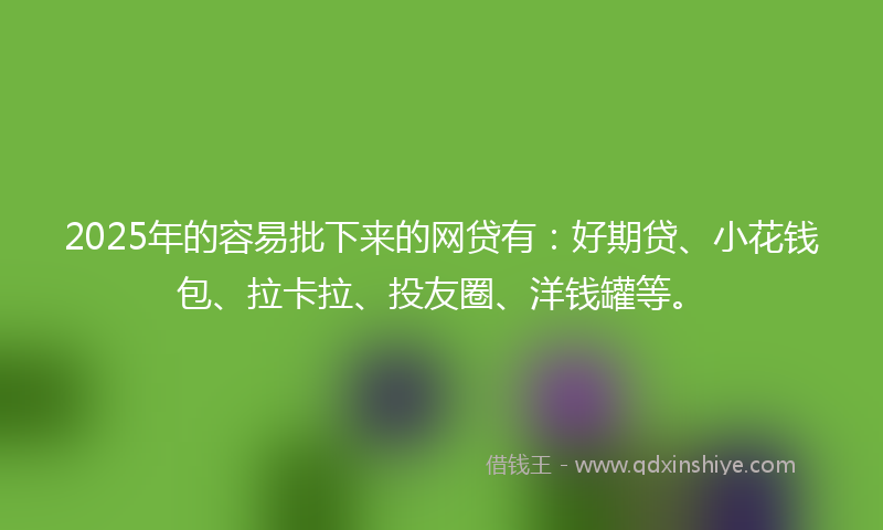2025年的容易批下来的网贷有：好期贷、小花钱包、拉卡拉、投友圈、洋钱罐等。