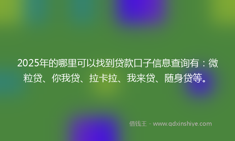 2025年的哪里可以找到贷款口子信息查询有：微粒贷、你我贷、拉卡拉、我来贷、随身贷等。