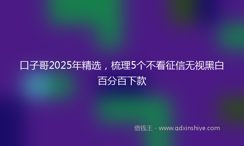 口子哥2025年精选，梳理5个不看征信无视黑白百分百下款
