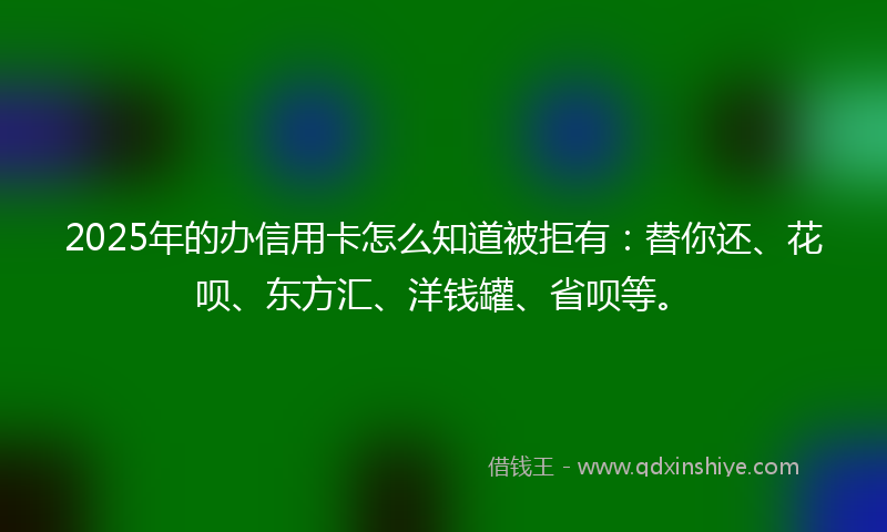 2025年的办信用卡怎么知道被拒有：替你还、花呗、东方汇、洋钱罐、省呗等。