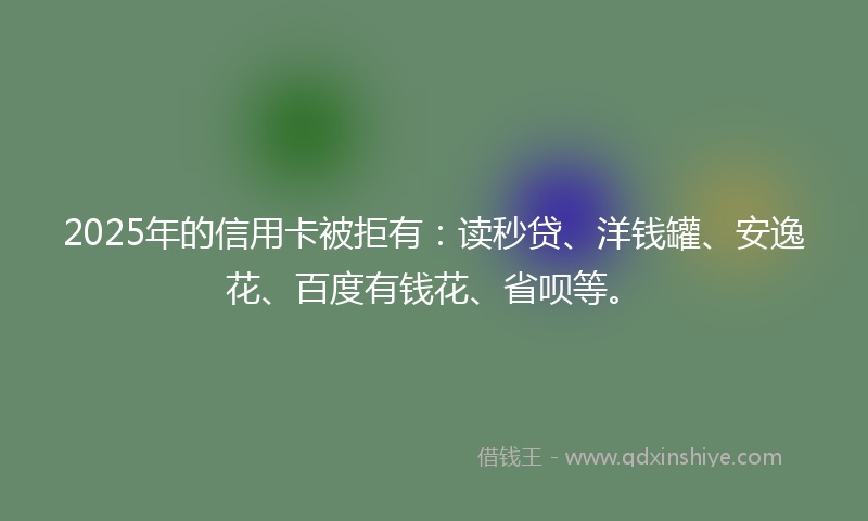 2025年的信用卡被拒有：读秒贷、洋钱罐、安逸花、百度有钱花、省呗等。