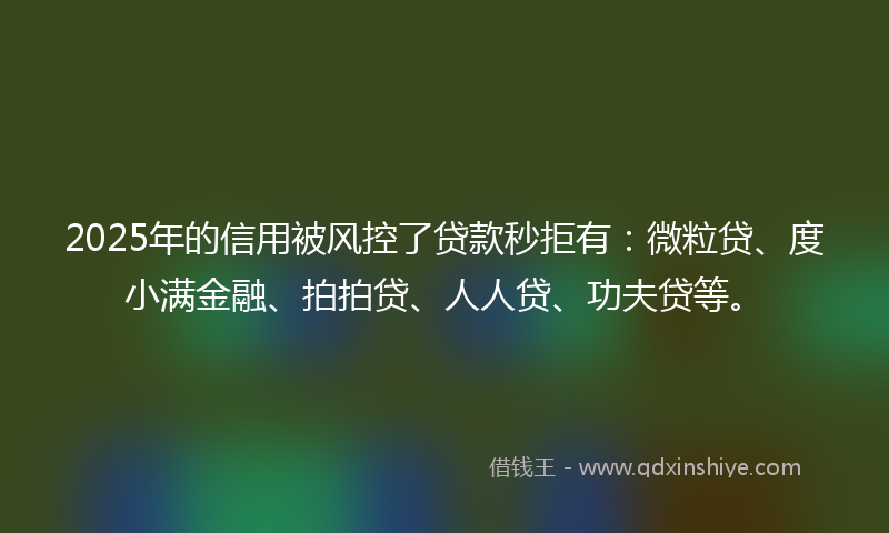 2025年的信用被风控了贷款秒拒有：微粒贷、度小满金融、拍拍贷、人人贷、功夫贷等。