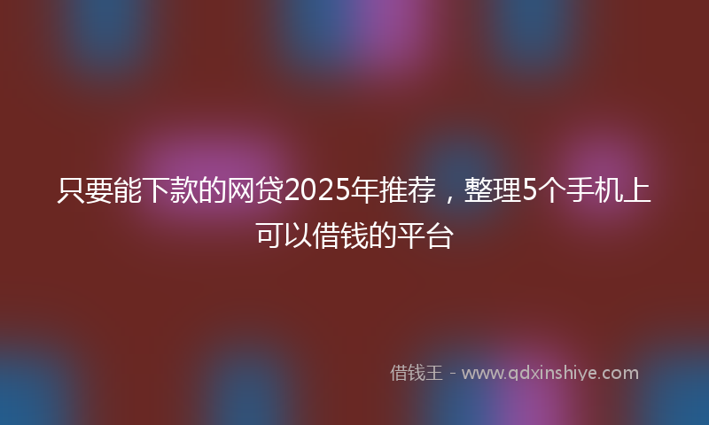 只要能下款的网贷2025年推荐，整理5个手机上可以借钱的平台