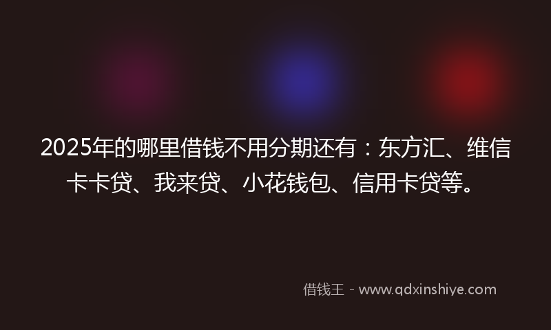 2025年的哪里借钱不用分期还有：东方汇、维信卡卡贷、我来贷、小花钱包、信用卡贷等。
