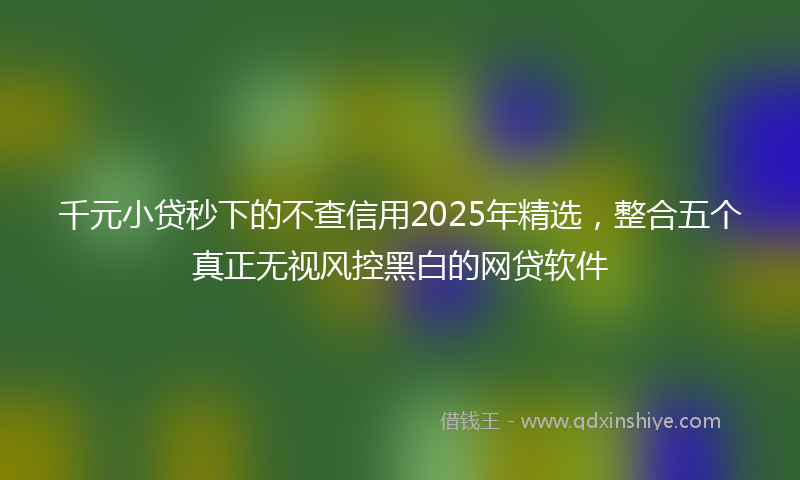 千元小贷秒下的不查信用2025年精选，整合五个真正无视风控黑白的网贷软件