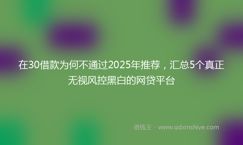 在30借款为何不通过2025年推荐，汇总5个真正无视风控黑白的网贷平台