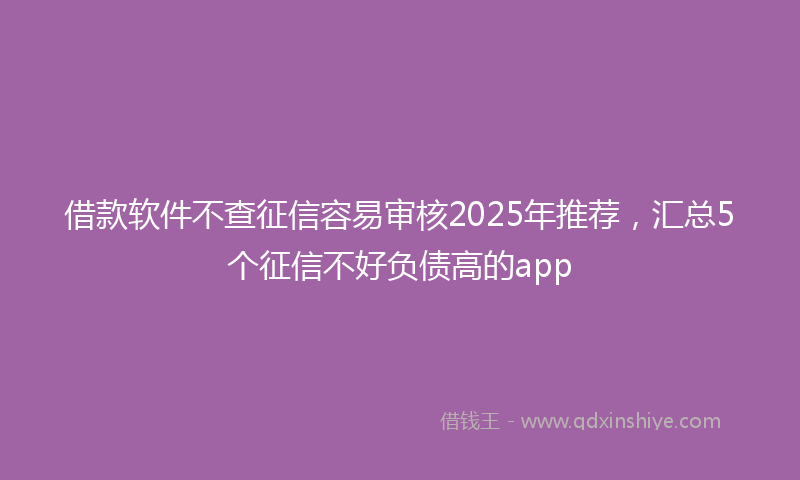 借款软件不查征信容易审核2025年推荐，汇总5个征信不好负债高的app