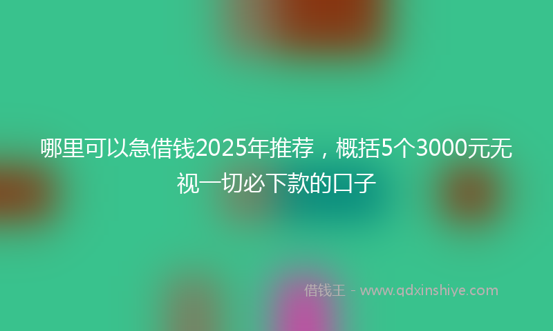 哪里可以急借钱2025年推荐，概括5个3000元无视一切必下款的口子