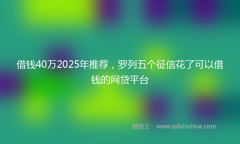借钱40万2025年推荐，罗列五个征信花了可以借钱的网贷平台