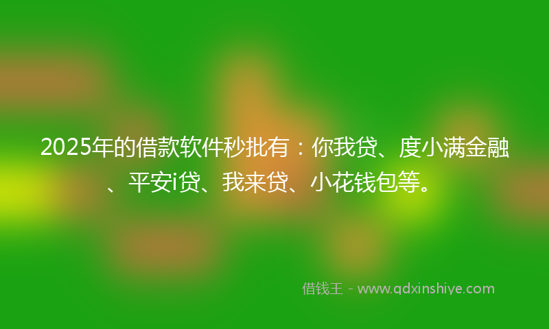 2025年的借款软件秒批有：你我贷、度小满金融、平安i贷、我来贷、小花钱包等。