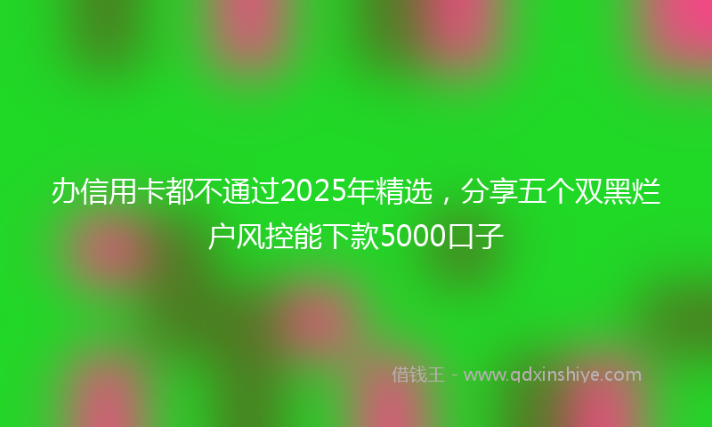 办信用卡都不通过2025年精选，分享五个双黑烂户风控能下款5000口子