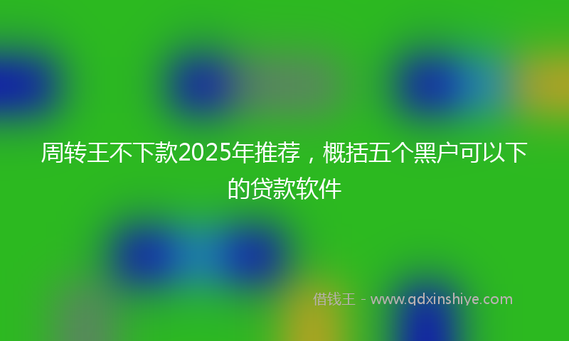 周转王不下款2025年推荐，概括五个黑户可以下的贷款软件