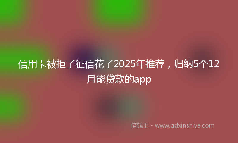 信用卡被拒了征信花了2025年推荐，归纳5个12月能贷款的app