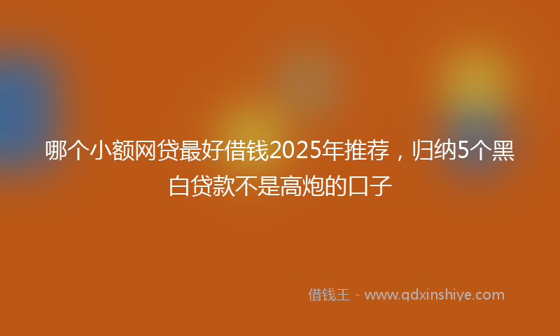哪个小额网贷最好借钱2025年推荐，归纳5个黑白贷款不是高炮的口子