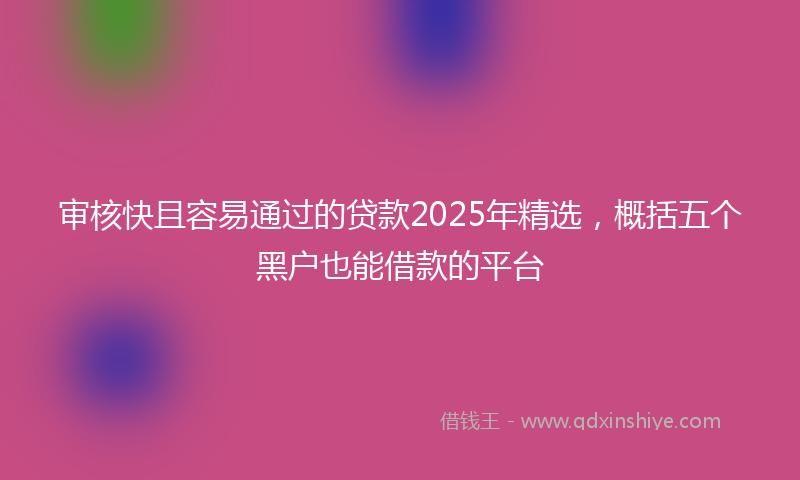 审核快且容易通过的贷款2025年精选，概括五个黑户也能借款的平台