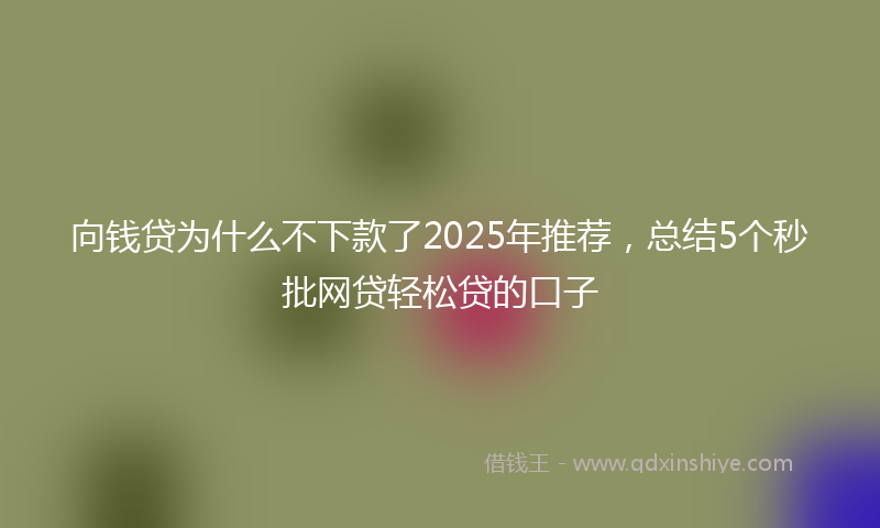 向钱贷为什么不下款了2025年推荐，总结5个秒批网贷轻松贷的口子