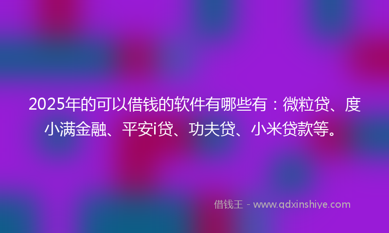 2025年的可以借钱的软件有哪些有：微粒贷、度小满金融、平安i贷、功夫贷、小米贷款等。