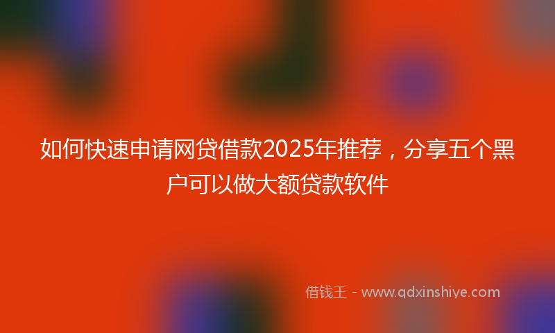 如何快速申请网贷借款2025年推荐，分享五个黑户可以做大额贷款软件