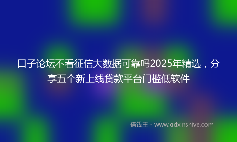 口子论坛不看征信大数据可靠吗2025年精选，分享五个新上线贷款平台门槛低软件