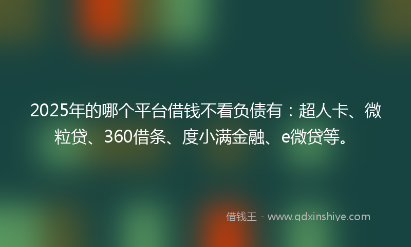 2025年的哪个平台借钱不看负债有：超人卡、微粒贷、360借条、度小满金融、e微贷等。
