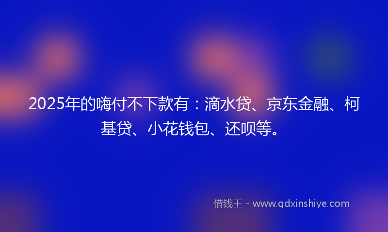 2025年的嗨付不下款有：滴水贷、京东金融、柯基贷、小花钱包、还呗等。