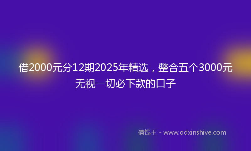 借2000元分12期2025年精选，整合五个3000元无视一切必下款的口子