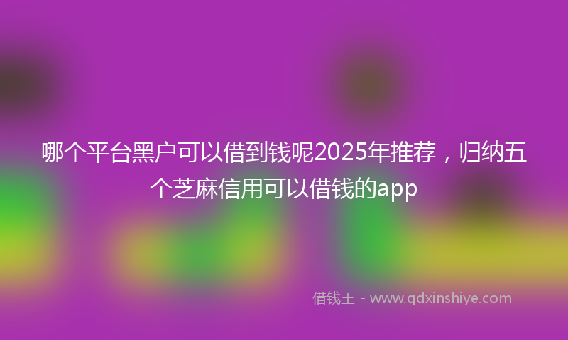 哪个平台黑户可以借到钱呢2025年推荐，归纳五个芝麻信用可以借钱的app