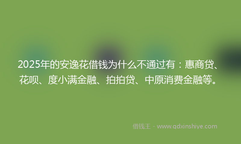 2025年的安逸花借钱为什么不通过有：惠商贷、花呗、度小满金融、拍拍贷、中原消费金融等。
