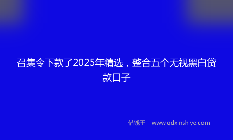 召集令下款了2025年精选，整合五个无视黑白贷款口子
