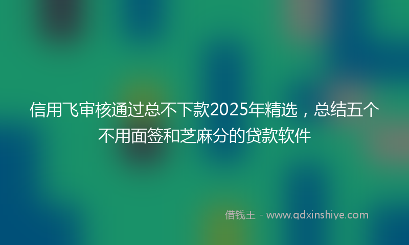 信用飞审核通过总不下款2025年精选，总结五个不用面签和芝麻分的贷款软件