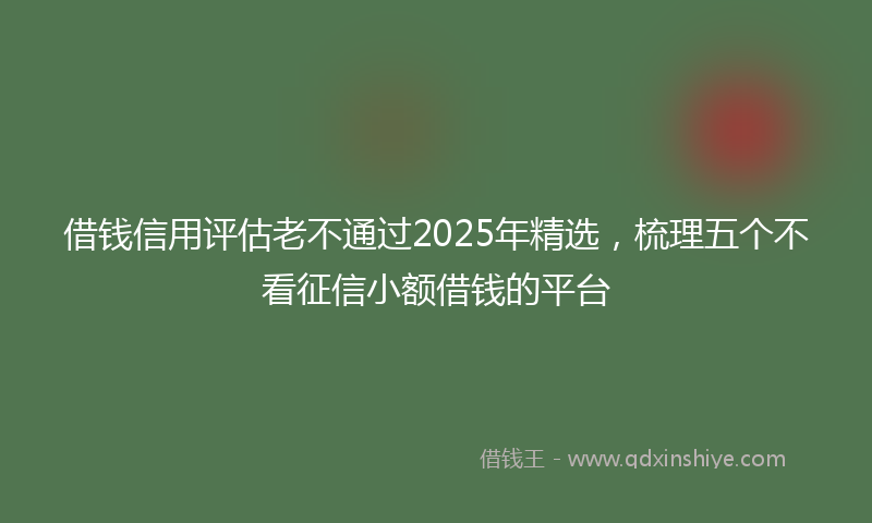 借钱信用评估老不通过2025年精选，梳理五个不看征信小额借钱的平台