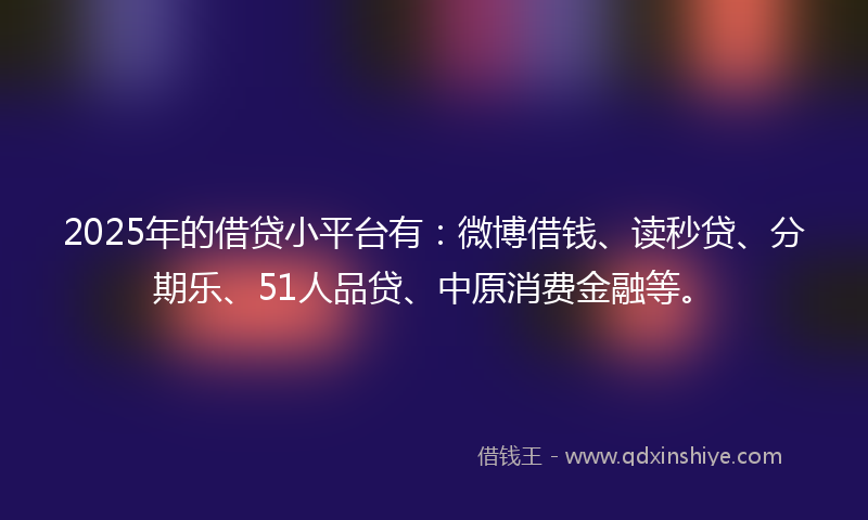 2025年的借贷小平台有：微博借钱、读秒贷、分期乐、51人品贷、中原消费金融等。
