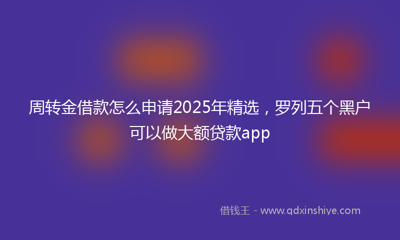 周转金借款怎么申请2025年精选，罗列五个黑户可以做大额贷款app