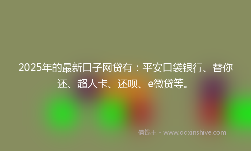 2025年的最新口子网贷有：平安口袋银行、替你还、超人卡、还呗、e微贷等。