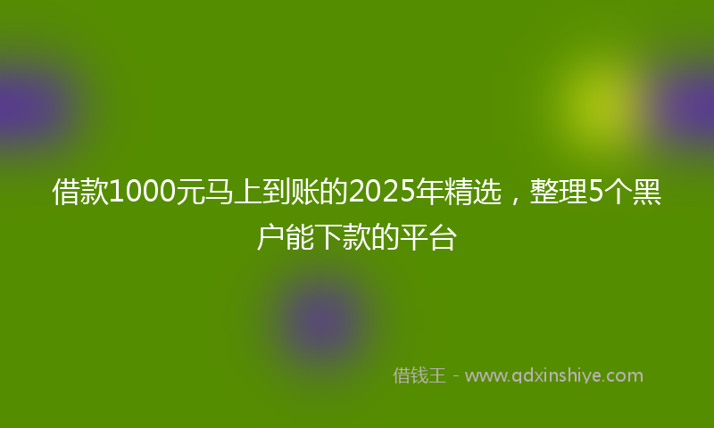 借款1000元马上到账的2025年精选，整理5个黑户能下款的平台