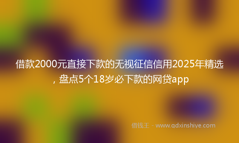 借款2000元直接下款的无视征信信用2025年精选，盘点5个18岁必下款的网贷app