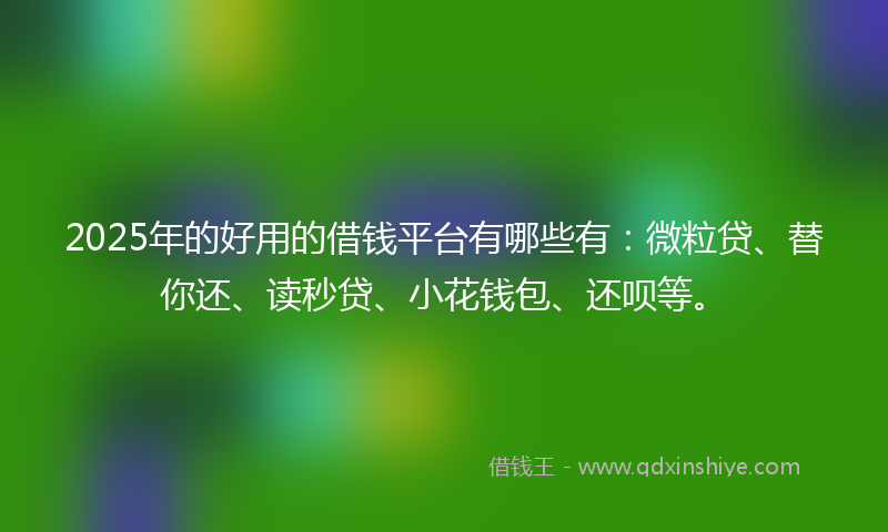 2025年的好用的借钱平台有哪些有：微粒贷、替你还、读秒贷、小花钱包、还呗等。