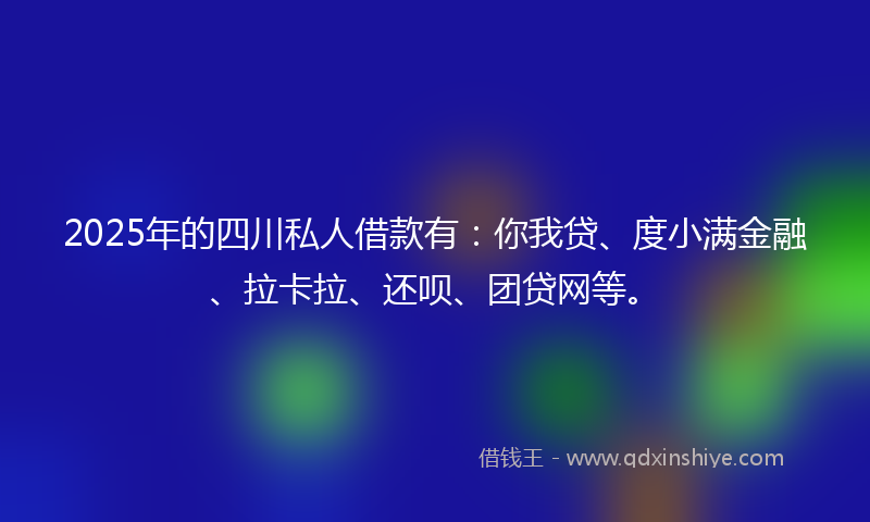2025年的四川私人借款有：你我贷、度小满金融、拉卡拉、还呗、团贷网等。