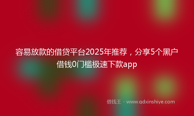 容易放款的借贷平台2025年推荐，分享5个黑户借钱0门槛极速下款app