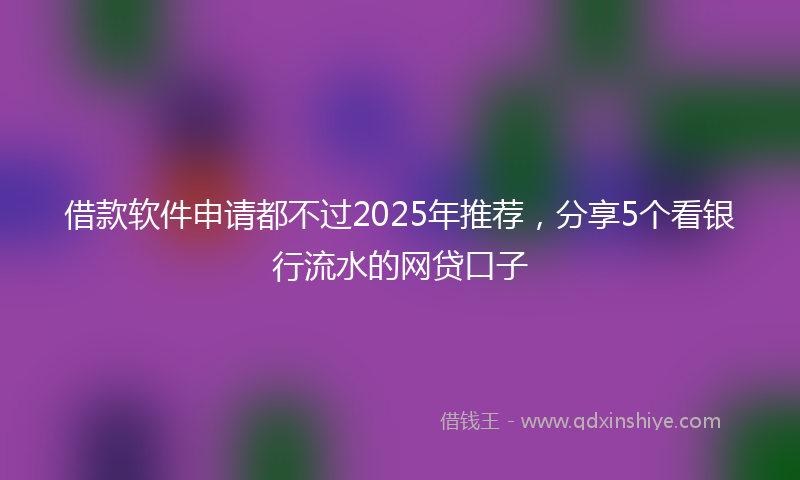 借款软件申请都不过2025年推荐，分享5个看银行流水的网贷口子