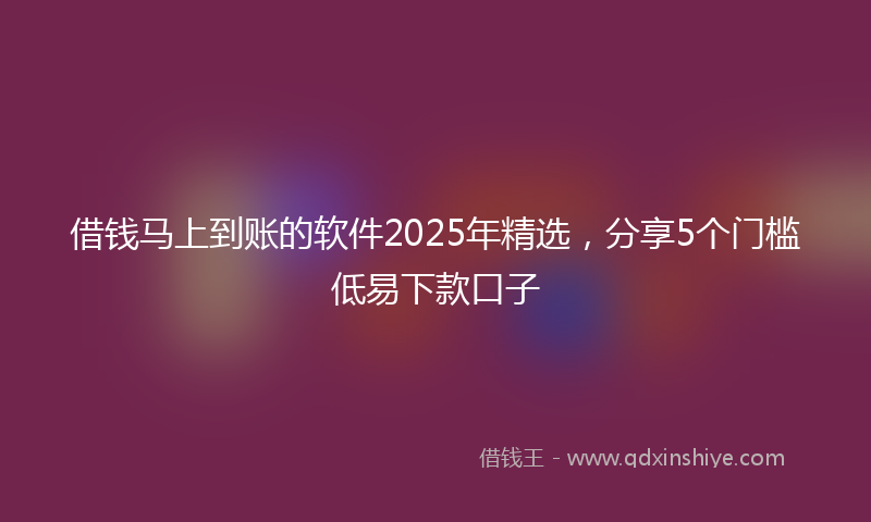 借钱马上到账的软件2025年精选，分享5个门槛低易下款口子
