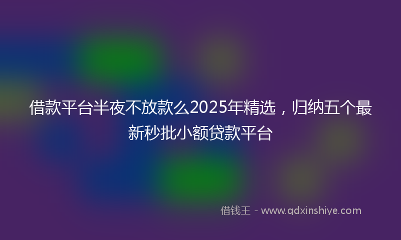 借款平台半夜不放款么2025年精选，归纳五个最新秒批小额贷款平台