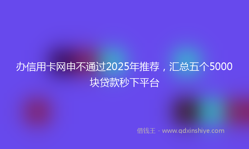 办信用卡网申不通过2025年推荐，汇总五个5000块贷款秒下平台