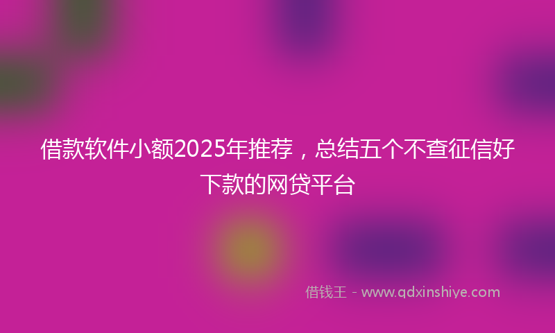 借款软件小额2025年推荐，总结五个不查征信好下款的网贷平台