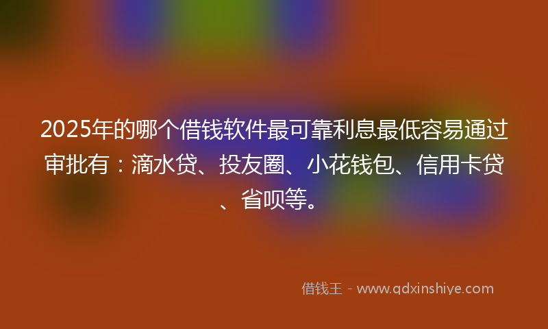 2025年的哪个借钱软件最可靠利息最低容易通过审批有：滴水贷、投友圈、小花钱包、信用卡贷、省呗等。